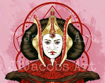 Padme Amidala Giclee art print, Star Wars fan art,