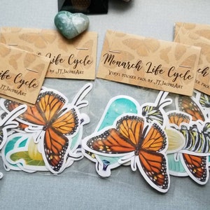 Paquetes de pegatinas de vinilo de ciclo de vida de la mariposa monarca
