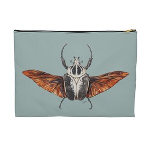 Goliath Beetle Accessory Pouch - teal blue