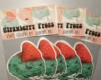 Strawberry Frog Vinyl Stickers