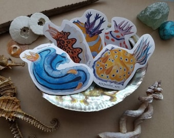 Puede incluir: Cuatro pegatinas coloridas con diferentes tipos de babosas marinas. Las pegatinas están impresas en papel blanco y tienen un acabado brillante. Las babosas se representan en un estilo realista con detalles intrincados. Las pegatinas son perfectas para agregar un toque de fantasía a cualquier proyecto.