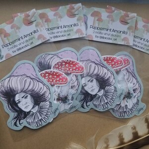 Pegatinas de vinilo Peppermint Amanita, pegatinas de vinilo mate