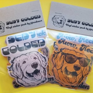 Stay Golden, golden retriever vinyl sticker pack
