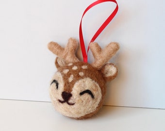 Cute needle felted deer bauble