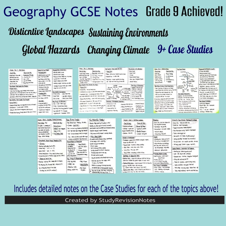 GCSE Geography Notes Grade 9 A Achieved Etsy