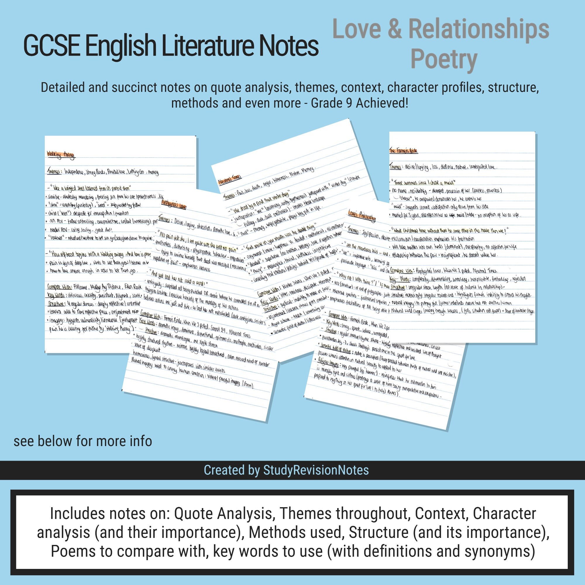 Poetry GCSE English Literature Notes Grade 9 Achieved - Etsy Canada Poetry GCSE English Literature Notes Grade 9 Achieved - Etsy Canada