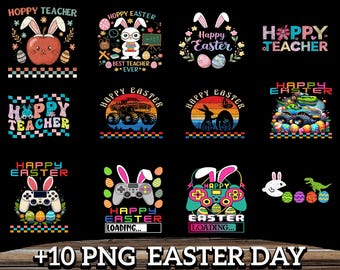 Paquete de Pascua con más de 10 PNG: Conejito adorable, pinceladas y estética primaveral. Descarga digital.