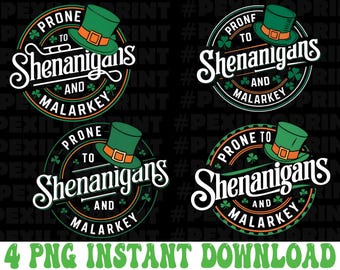 Camiseta propensa a travesuras y tonterías PNG, descarga digital del día de San Patricio, trébol e irlandés PNG para Cricut