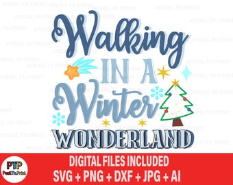 País de las maravillas invernal SVG, letrero de invierno SVG, Navidad SVG, descarga digital, archivo de corte, sublimación, clip art (archivos svg/dxf/png/jpg individuales)