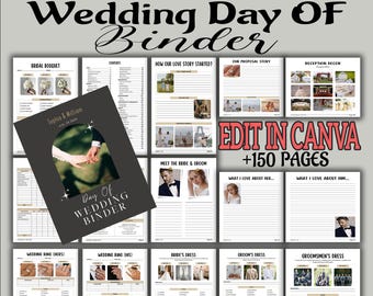 Carpeta de planificación de bodas - Plantilla editable de Canva - Itinerario y organizador de bodas digital - Descarga instantánea