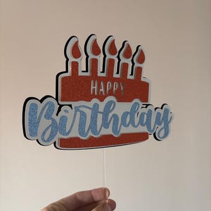 cake topper Happy Birthday a forma di torta, feste di compleanno