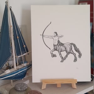 Centaur ink drawing: Handmade original art