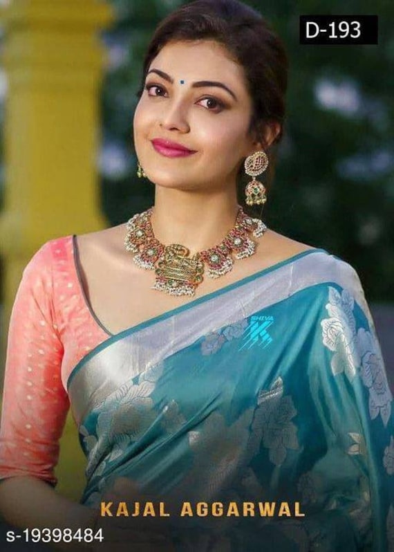 Indian Wedding Wear Lichi Silk Saree With Gold Zari Weaving Work Saree Blouse SS