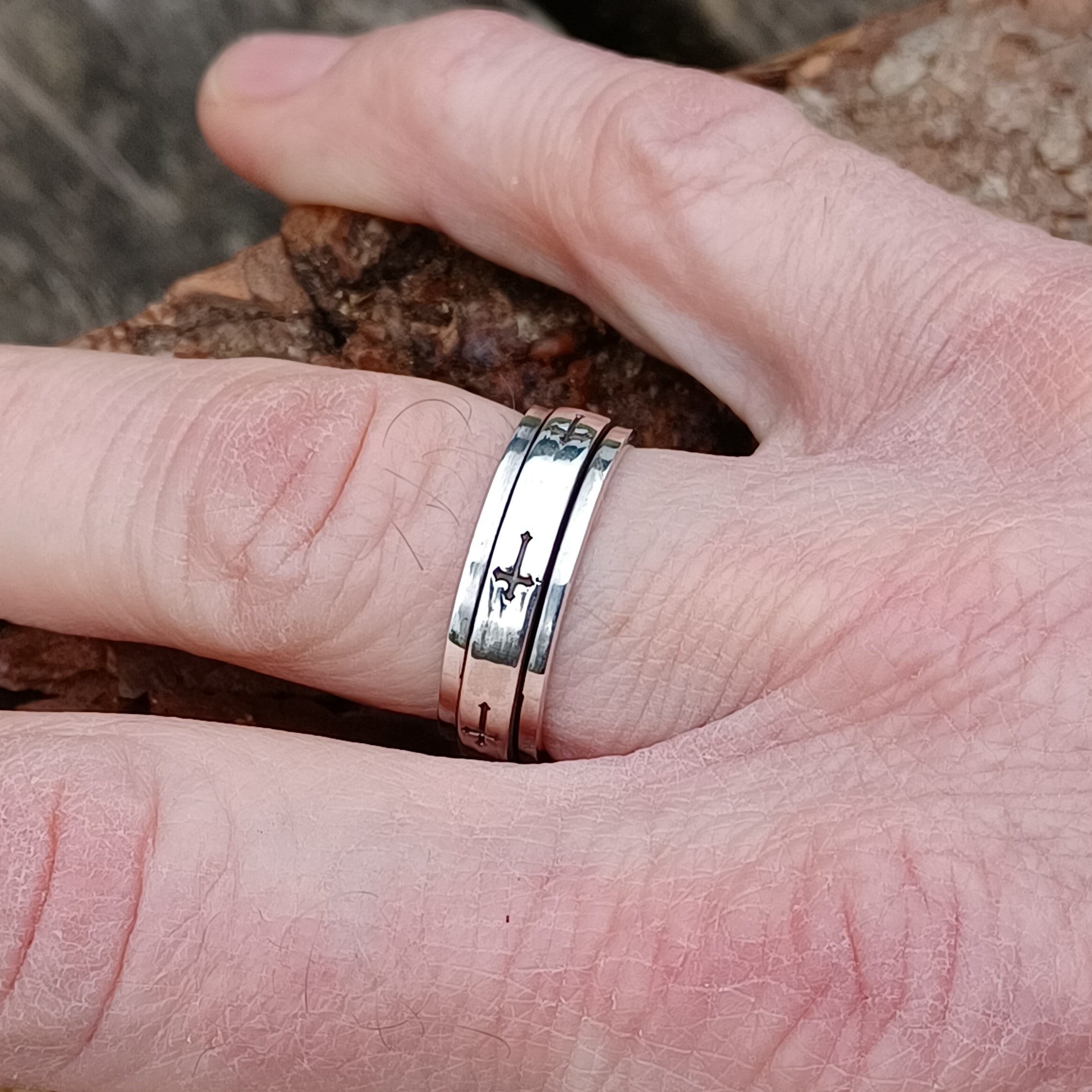 vintage spinner cross クロスリング 925 指輪 24号 Sterling Silver Cross Spinning Ring - Etsy