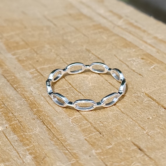 Sterling Silver Belcher Link Ring