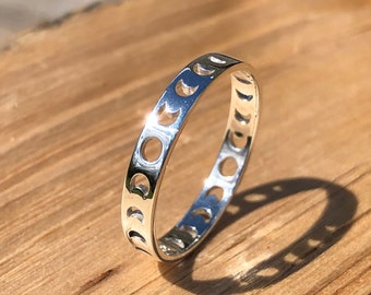 Sterling Silver Phases Of The Moon Ring