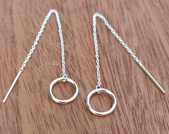 Sterling Silver Ring Threader Earrings