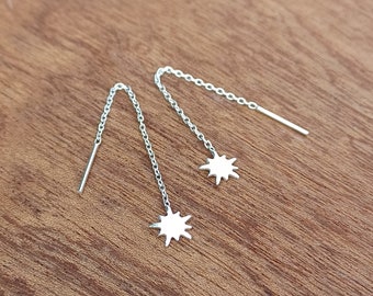 Sterling Silver Shining Star Ear Threaders