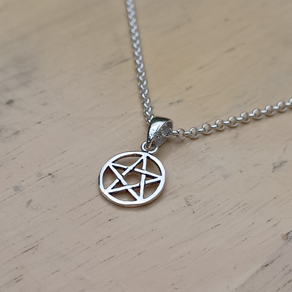 Sterling Silver Pentagram Necklace - Etsy