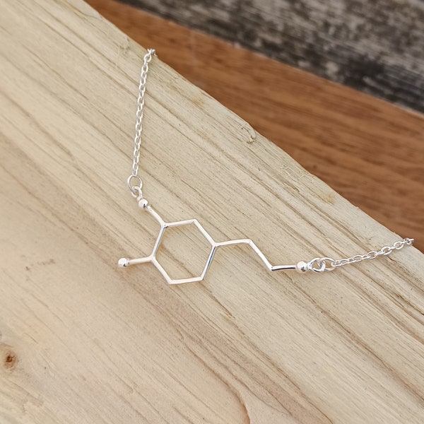 Sterling Silver Dopamine Molecule Necklace