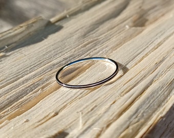 Sterling Silver Fine Band Stacker Ring With Black Enamel Inlay