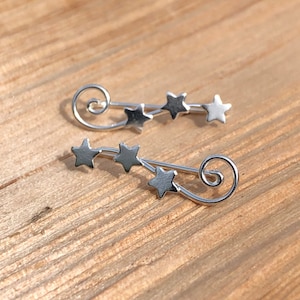 Sterling Silver Stars and Swirls Ear Climbers