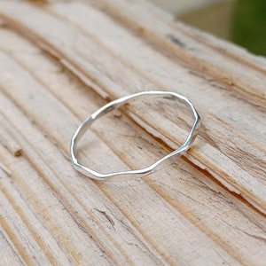 Sterling Silver Delicate Faceted Stacker Ring image 4
