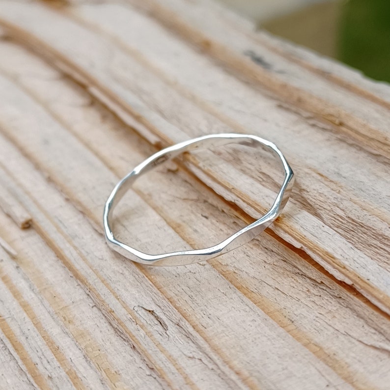 Sterling Silver Delicate Faceted Stacker Ring image 4