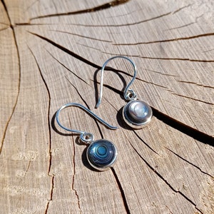 Sterling Silber Abalone Muschel Kreis Tropfen Ohrringe