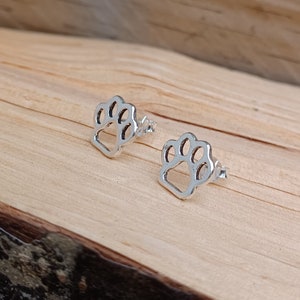 Sterling Silver Paw Print Stud Earrings