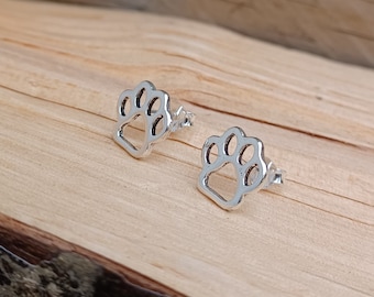 Sterling Silver Paw Print Stud Earrings