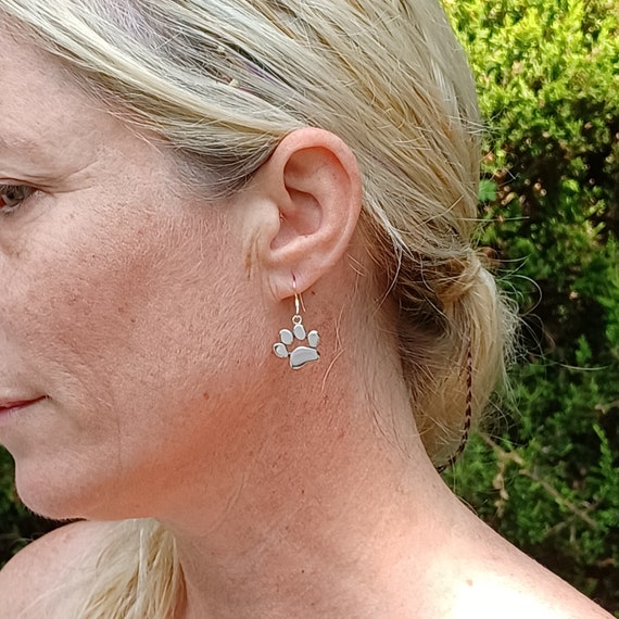Orecchini Pendenti In Argento 925 Con Piccole Impronte Di Zampe - Gioiello Originale