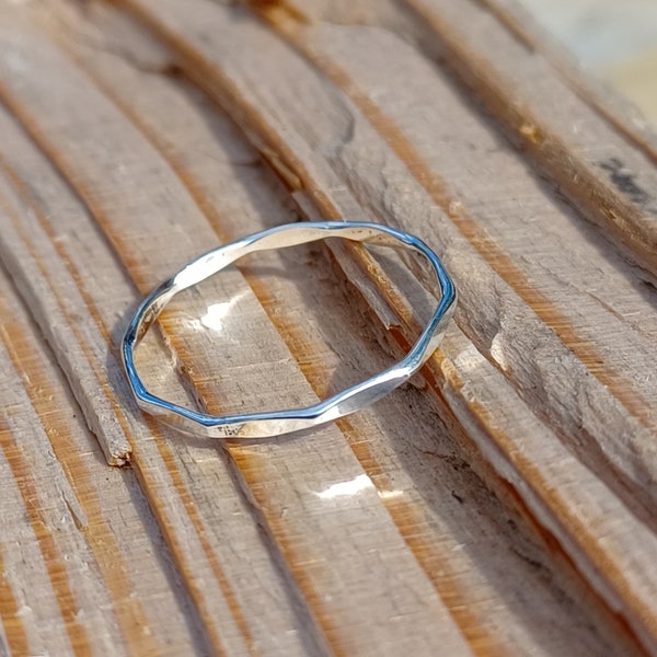 Sterling Silver Delicate Faceted Stacker Ring