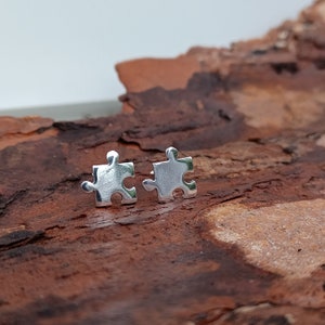 Sterling Silver Jigsaw Pieces Stud Earrings