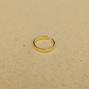 Adjustable Gold Plated Sterling Silver Flat Band Toe Ring image 2