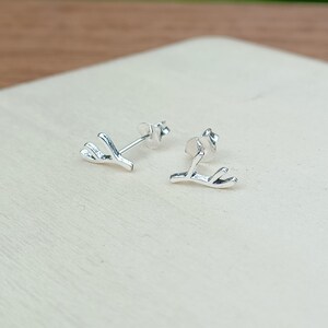 Sterling Silver Little Antler Stud Earrings