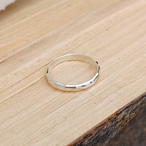 Faceted Sterling Silver Stacker Ring