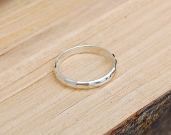 Faceted Sterling Silver Stacker Ring