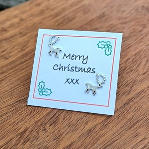 Gepersonaliseerde Sterling zilveren kerst rendieren Stud Oorbellen