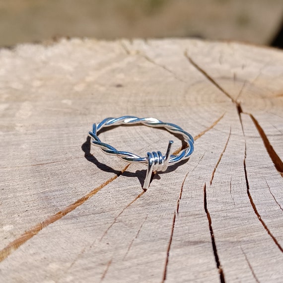 Sterling Silver Barbed Wire Ring - Etsy
