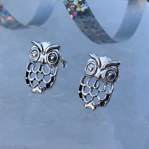 Sterling silver owl earrings sale
