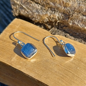 Sterling Silver Square Kyanite Earrings