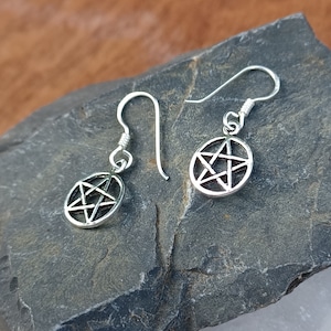 Sterling Silver Pentagram Earrings