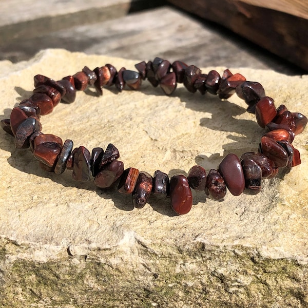 Red Tiger's Eye Gem Chip Bracelet