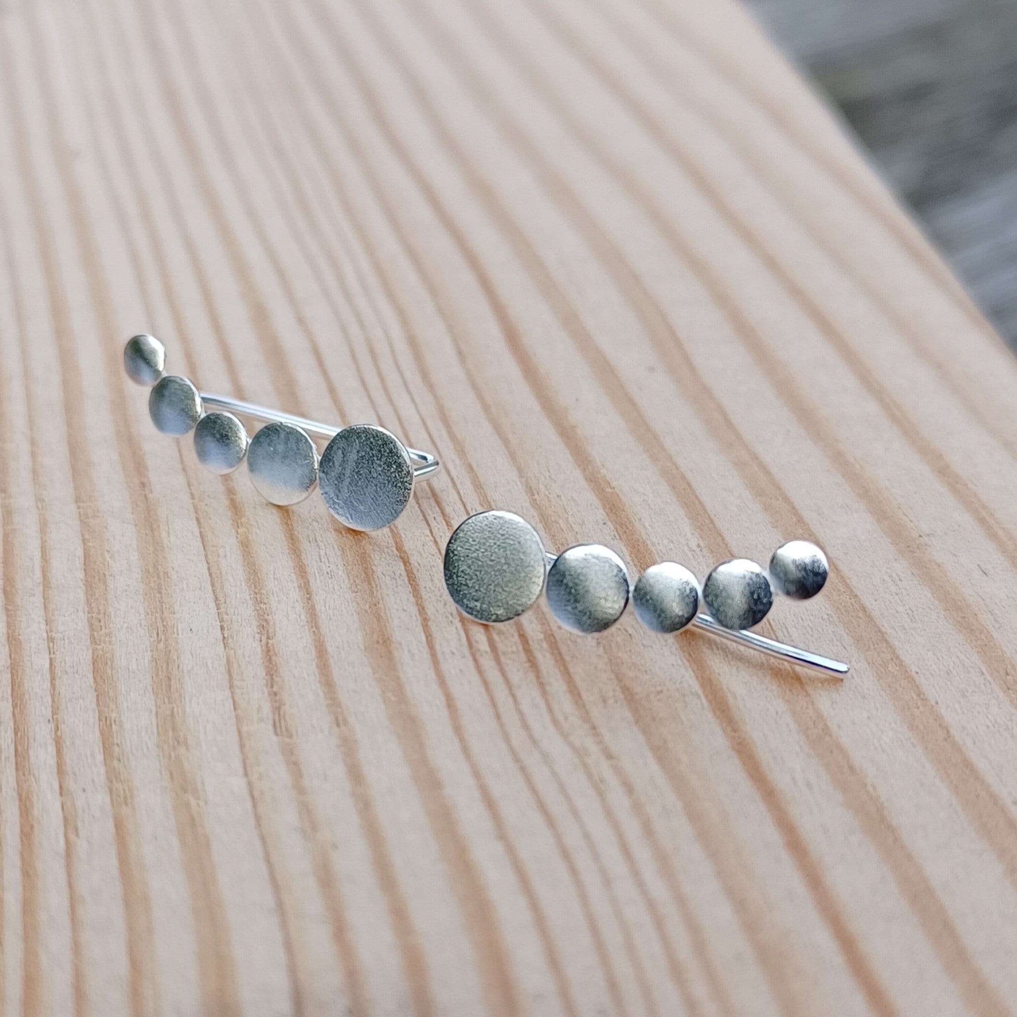 Sterling Silver Brushed Finish Discs Ear Climbers