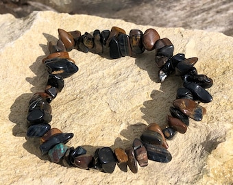 Blue Tiger's Eye Gem Chip Bracelet