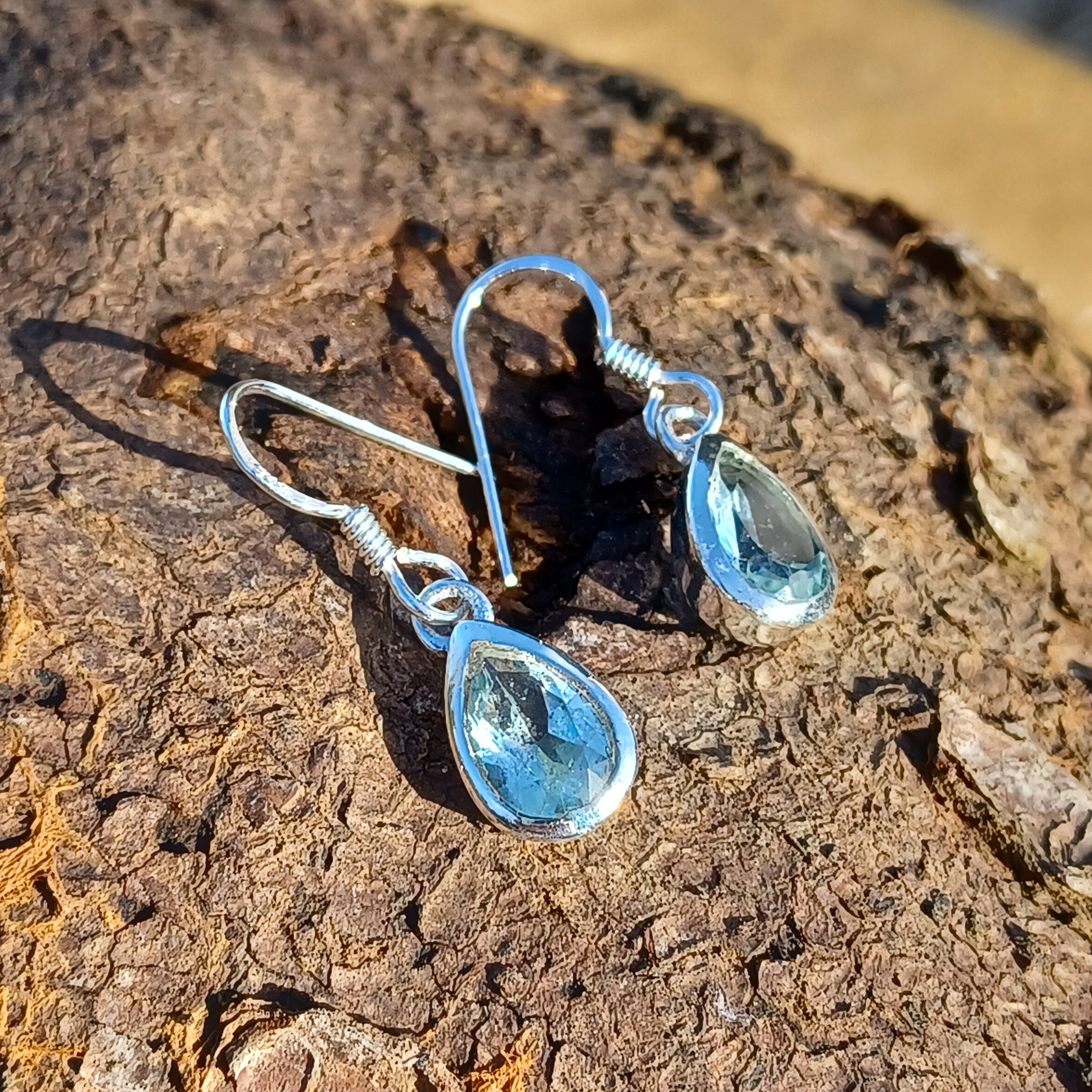 Orecchini Pendenti Donna In Argento &ndash; Goccia Topazio Blu (Luckyshine) &ndash; Nuovi