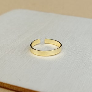 Adjustable Gold Plated Sterling Silver Flat Band Toe Ring image 4