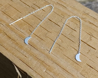 Sterling Silver Crescent Moon Ear Threaders