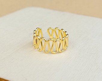 Adjustable Gold Plated Sterling Silver Flowing Loops Toe Ring